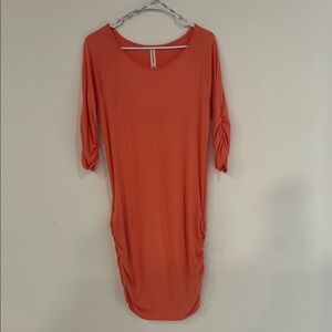 Zenana Outfitters Coral Ruched Mini Dress